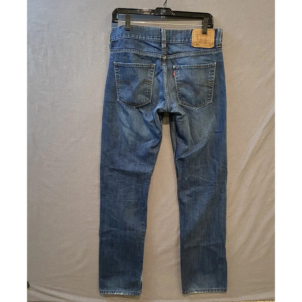 Levi's 511 Jeans Mens 32x32 Blue Skinny Fit Distressed Denim 100% Cotton